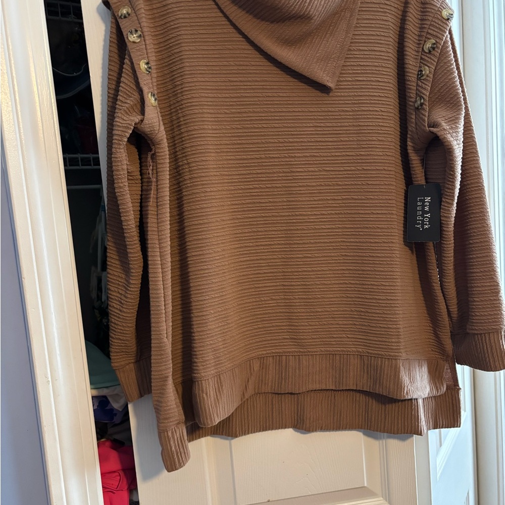 New York Laundry Brown Cowl Neck Sweater